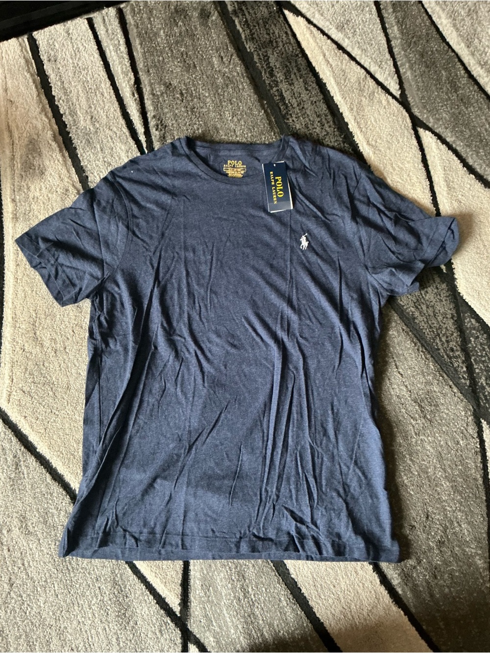 Size Large - Polo Ralph Lauren Navy Blue Cotton Custom Slim Fit Tee Shirt